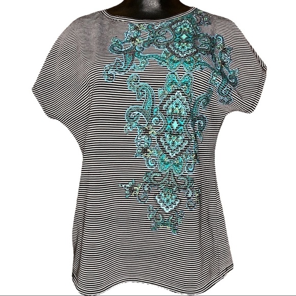 Chico’s | Zenergy Striped Paisley Top Size 8/10 - Picture 1 of 6